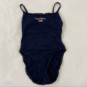 Ladies Nautica‎ navy blue flag patriotic one piece bathing suit swimsuit sz 10